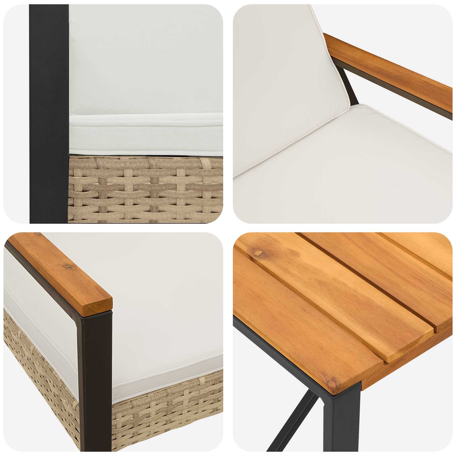 Gartenmöbel Set 3 pcs Beige und Cremeweiß Poly-Rattan