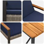Gartenmöbel Set 3 pcs Grau und Marineblau Poly-Rattan