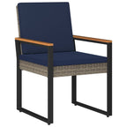 Gartenmöbel Set 3 pcs Grau und Marineblau Poly-Rattan