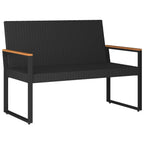 Bank Outdoor Schwarz und Cremeweiß 107 x 61 x 80 cm Poly-Rattan