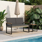 Bank Outdoor Grau und Dunkelgrau 107 x 61 x 80 cm Poly-Rattan