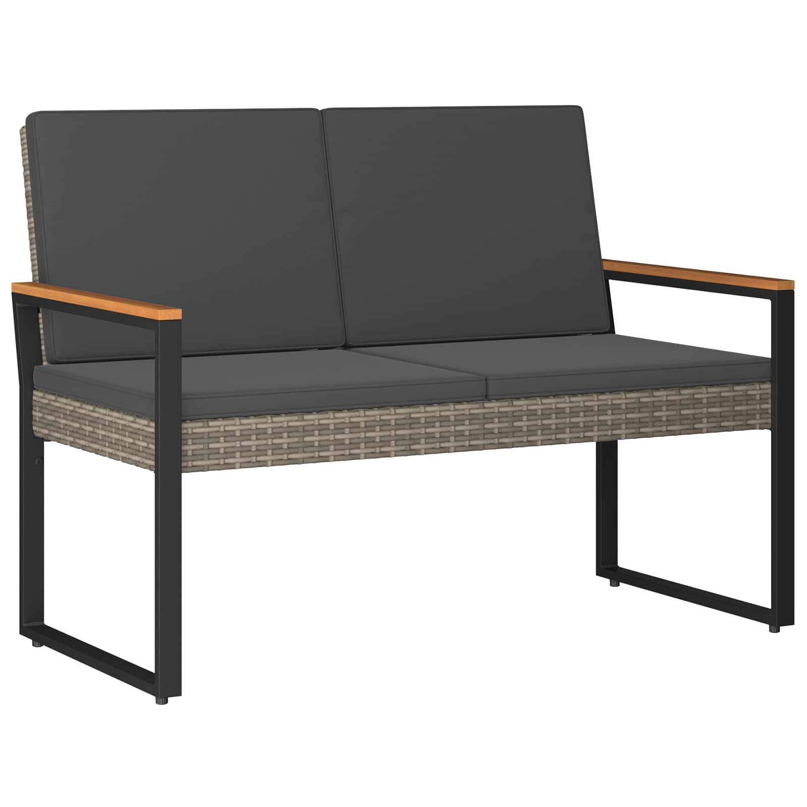 Bank Outdoor Grau und Dunkelgrau 107 x 61 x 80 cm Poly-Rattan