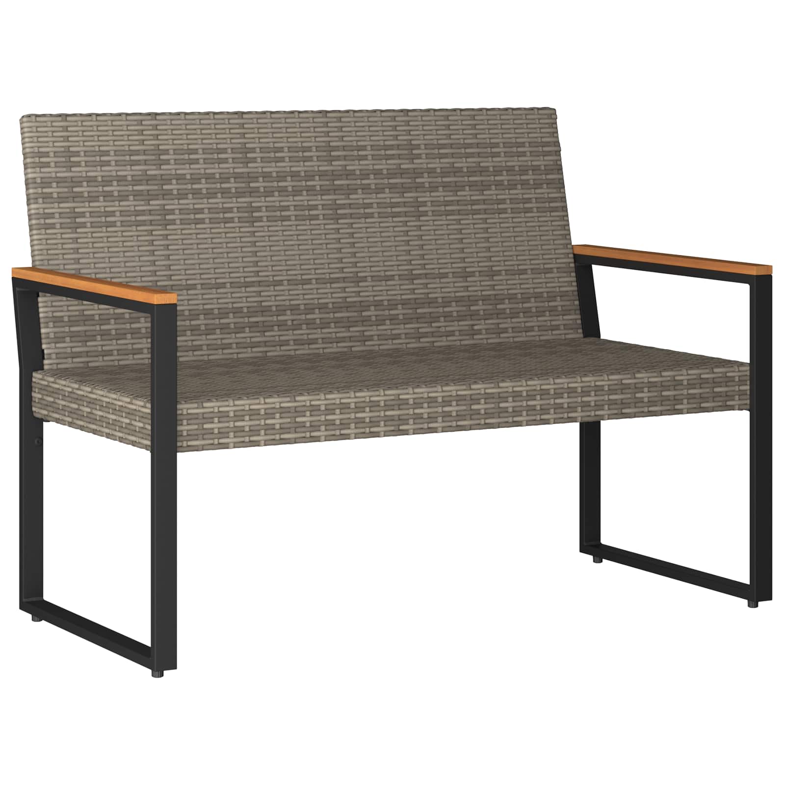 Bank Outdoor Grau und Marineblau 107 x 61 x 80 cm Poly-Rattan