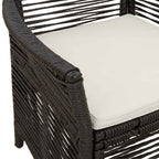 Gartenstuhl mit Kissen 2 pcs Schwarz und Creme Poly-Rattan