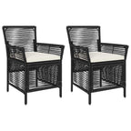 Gartenstuhl mit Kissen 2 pcs Schwarz und Creme Poly-Rattan