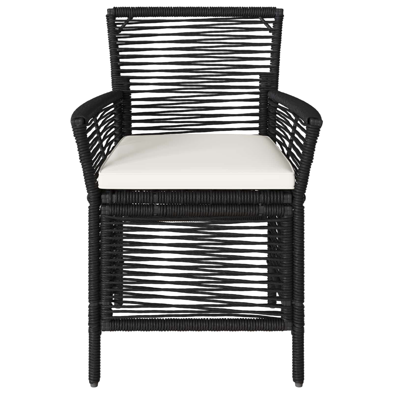 Gartenstuhl mit Kissen 2 pcs Schwarz und Creme Poly-Rattan