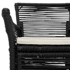 Gartenstuhl mit Kissen 4 pcs Schwarz und Creme Poly-Rattan