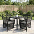 Gartenstuhl mit Kissen 4 pcs Schwarz und Creme Poly-Rattan