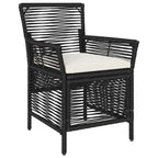Gartenstuhl mit Kissen 4 pcs Schwarz und Creme Poly-Rattan