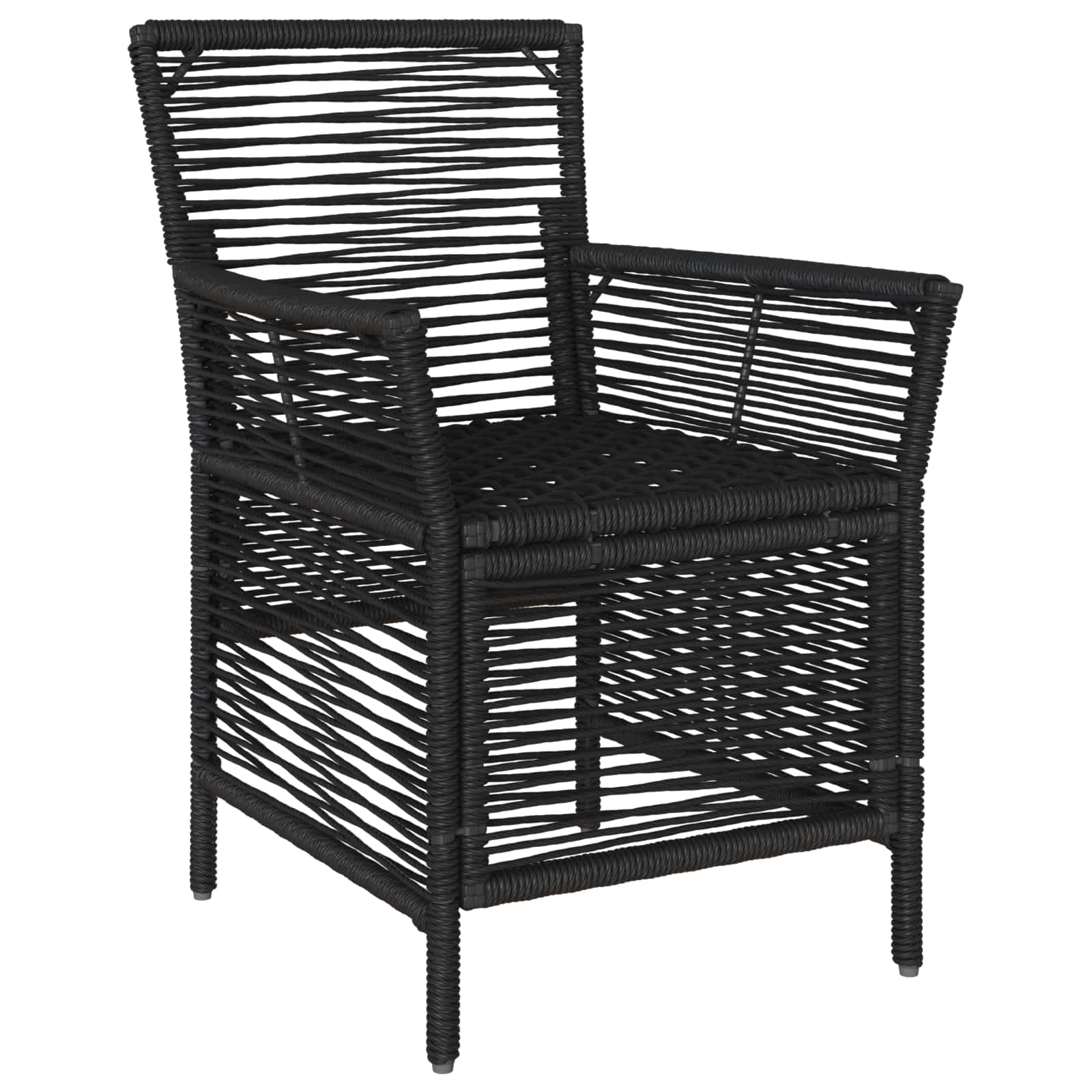 Gartenstuhl mit Kissen 4 pcs Schwarz und Creme Poly-Rattan