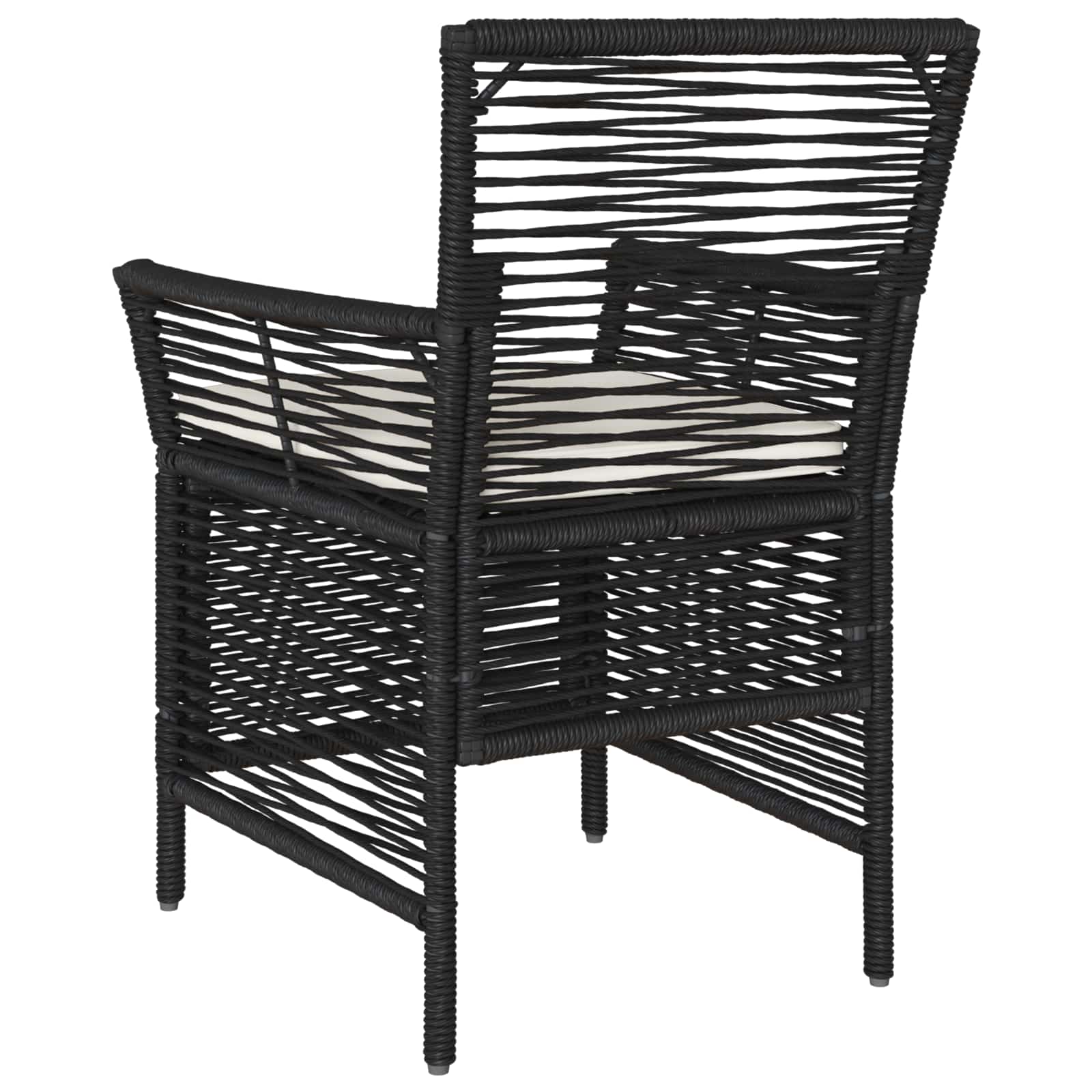 Gartenstuhl mit Kissen 4 pcs Schwarz und Creme Poly-Rattan