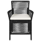 Gartenstuhl mit Kissen 4 pcs Schwarz und Creme Poly-Rattan