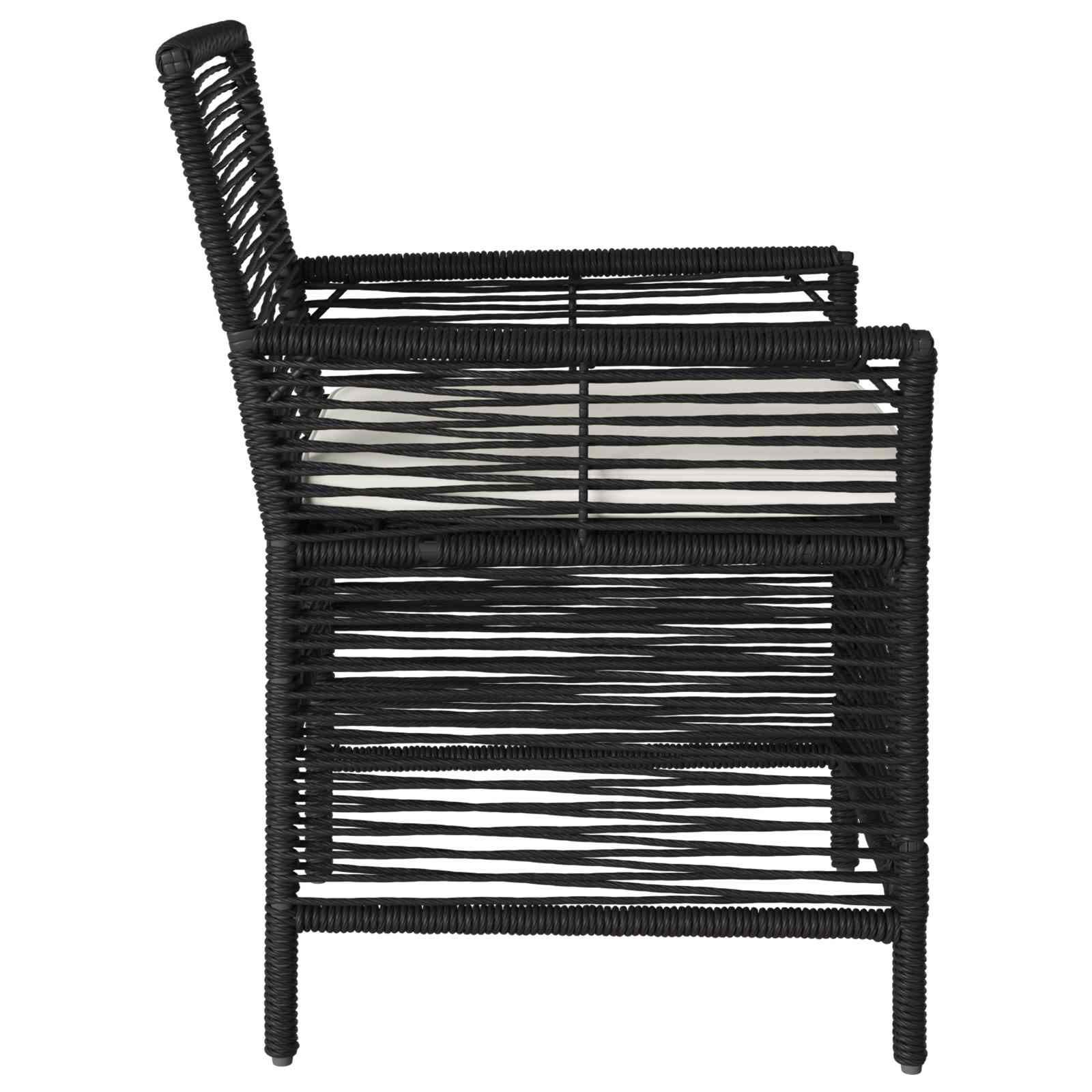 Gartenstuhl mit Kissen 4 pcs Schwarz und Creme Poly-Rattan
