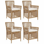 Gartenstuhl mit Kissen 4 pcs Beige und Creme Poly-Rattan
