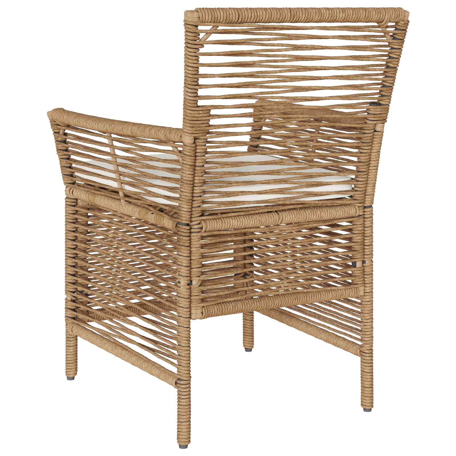 Gartenstuhl mit Kissen 4 pcs Beige und Creme Poly-Rattan