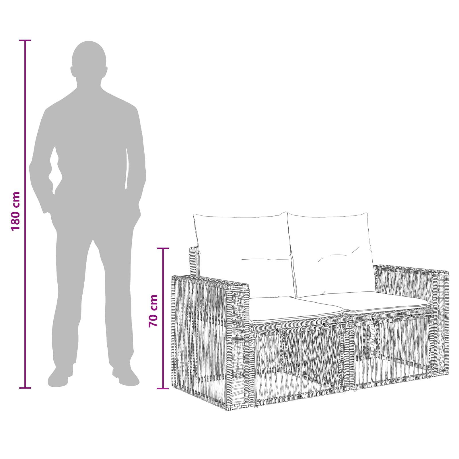 Garten-Sofa 2-Sitzanzahl Beige Poly-Rattan