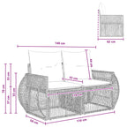 Garten-Sofa 2-Sitzanzahl Grau Poly-Rattan