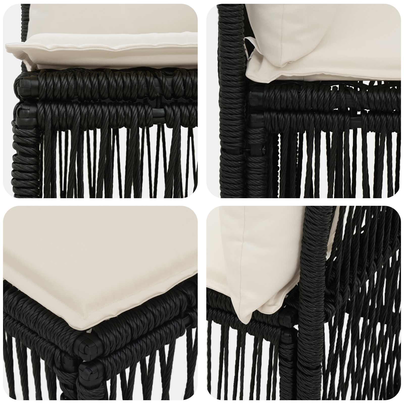 4-Sitzer-Sofa 4 pcs 4-Sitzanzahl Schwarz Poly-Rattan