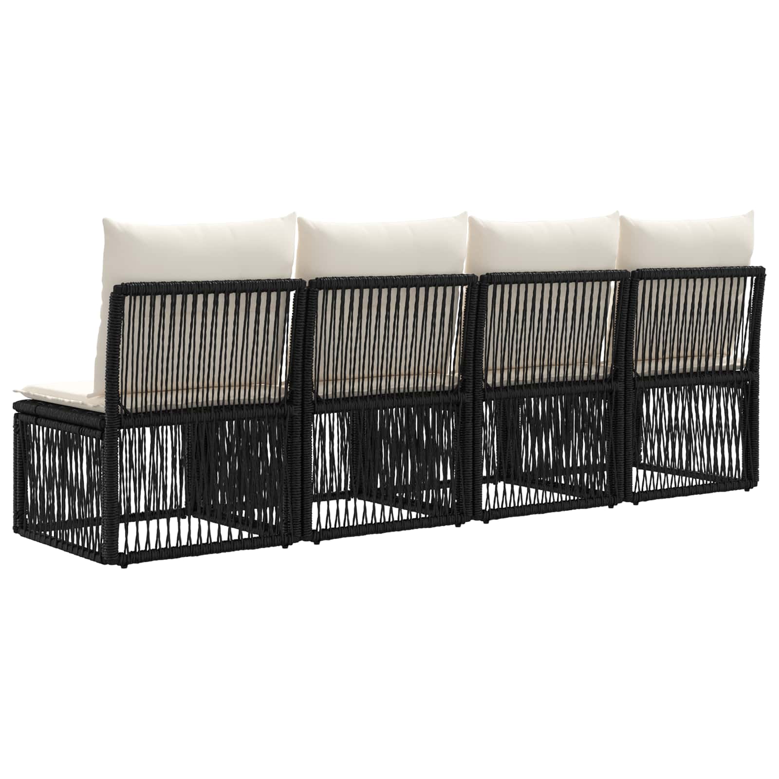 4-Sitzer-Sofa 4 pcs 4-Sitzanzahl Schwarz Poly-Rattan
