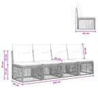 4-Sitzer-Sofa 4 pcs 4-Sitzanzahl Grau Poly-Rattan