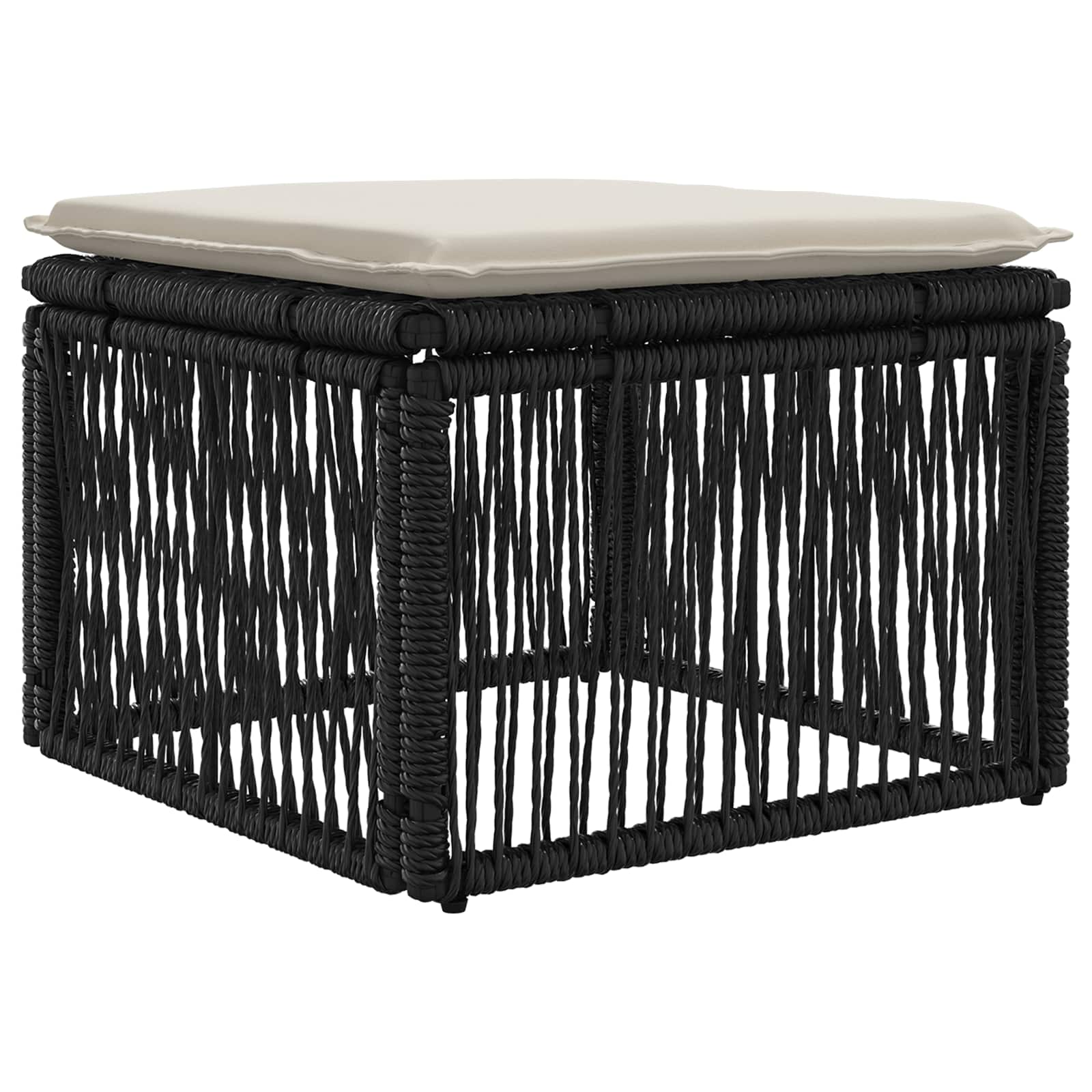Fußhocker Schwarz Poly-Rattan