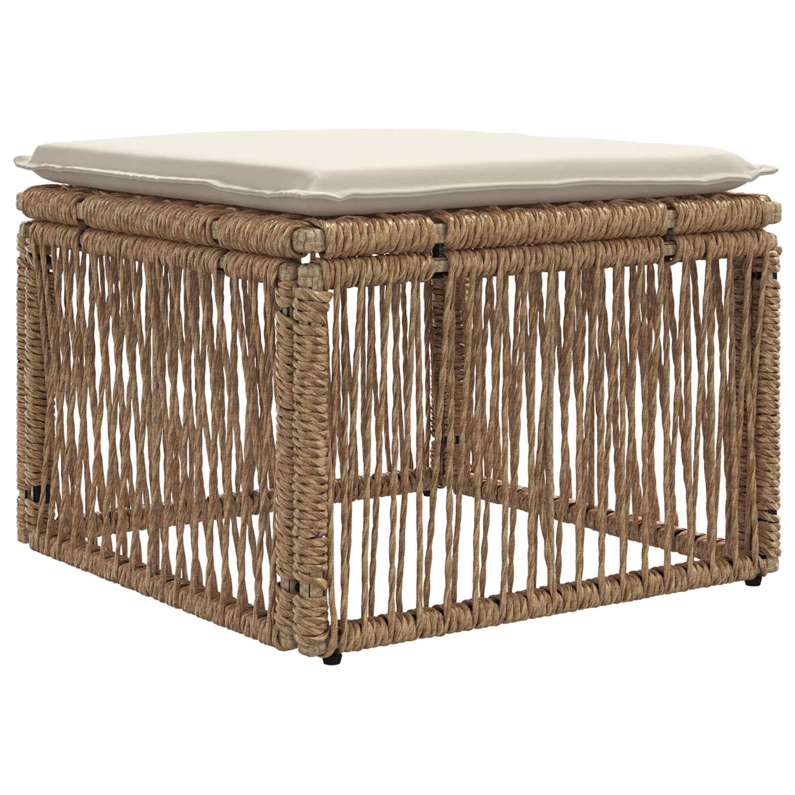 Fußhocker Beige Poly-Rattan