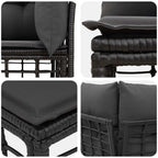 Outdoor-Lounge 2 pcs Schwarz und Dunkelgrau Poly-Rattan