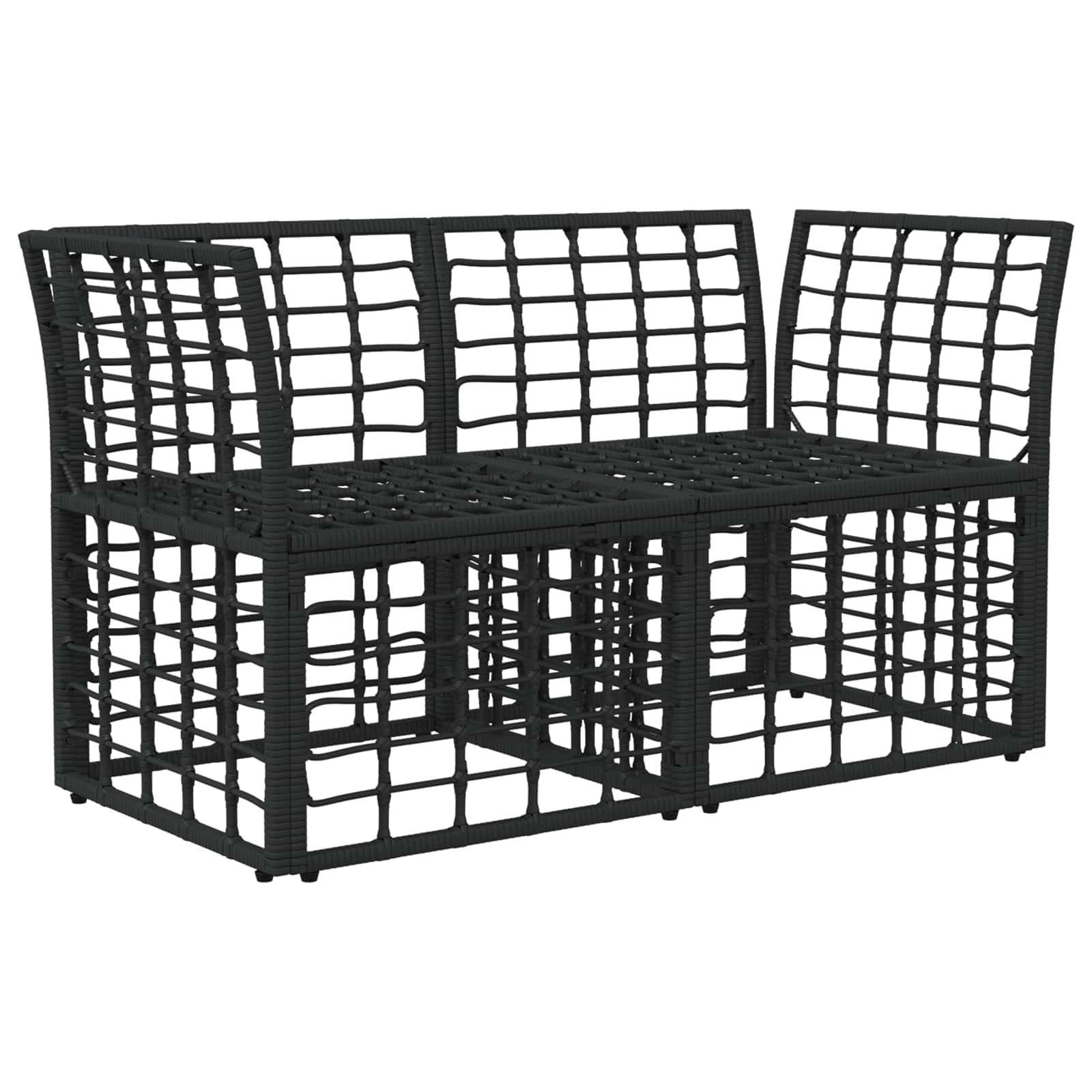 Outdoor-Lounge 2 pcs Schwarz und Dunkelgrau Poly-Rattan