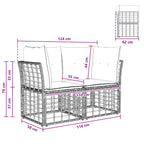 Outdoor-Lounge 2 pcs Schwarz und Dunkelgrau Poly-Rattan