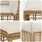 Outdoor-Lounge 2 pcs Natürlich und Cremweiß Poly-Rattan
