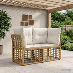 Outdoor-Lounge 2 pcs Natürlich und Cremweiß Poly-Rattan
