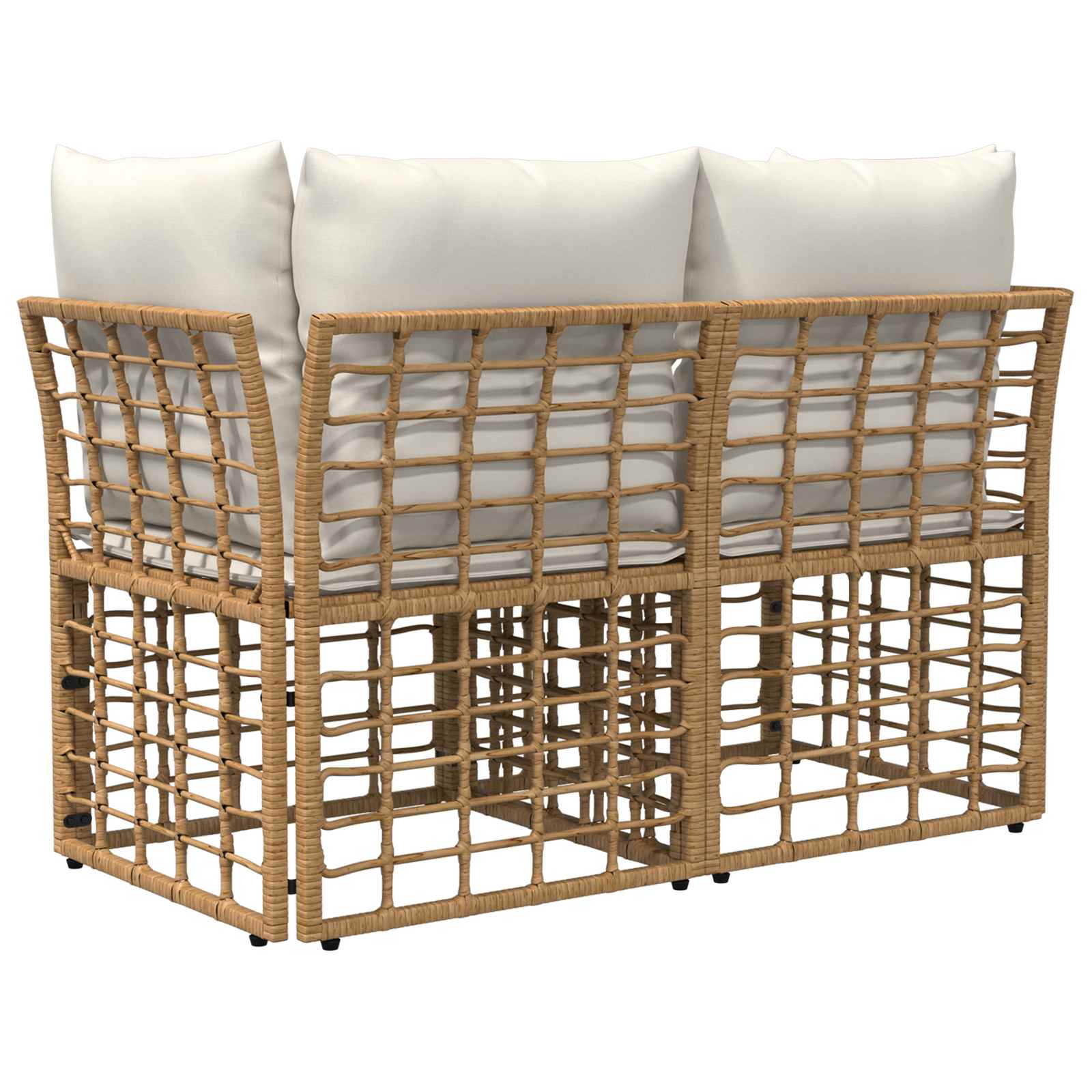 Outdoor-Lounge 2 pcs Natürlich und Cremweiß Poly-Rattan