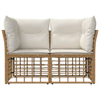 Outdoor-Lounge 2 pcs Natürlich und Cremweiß Poly-Rattan