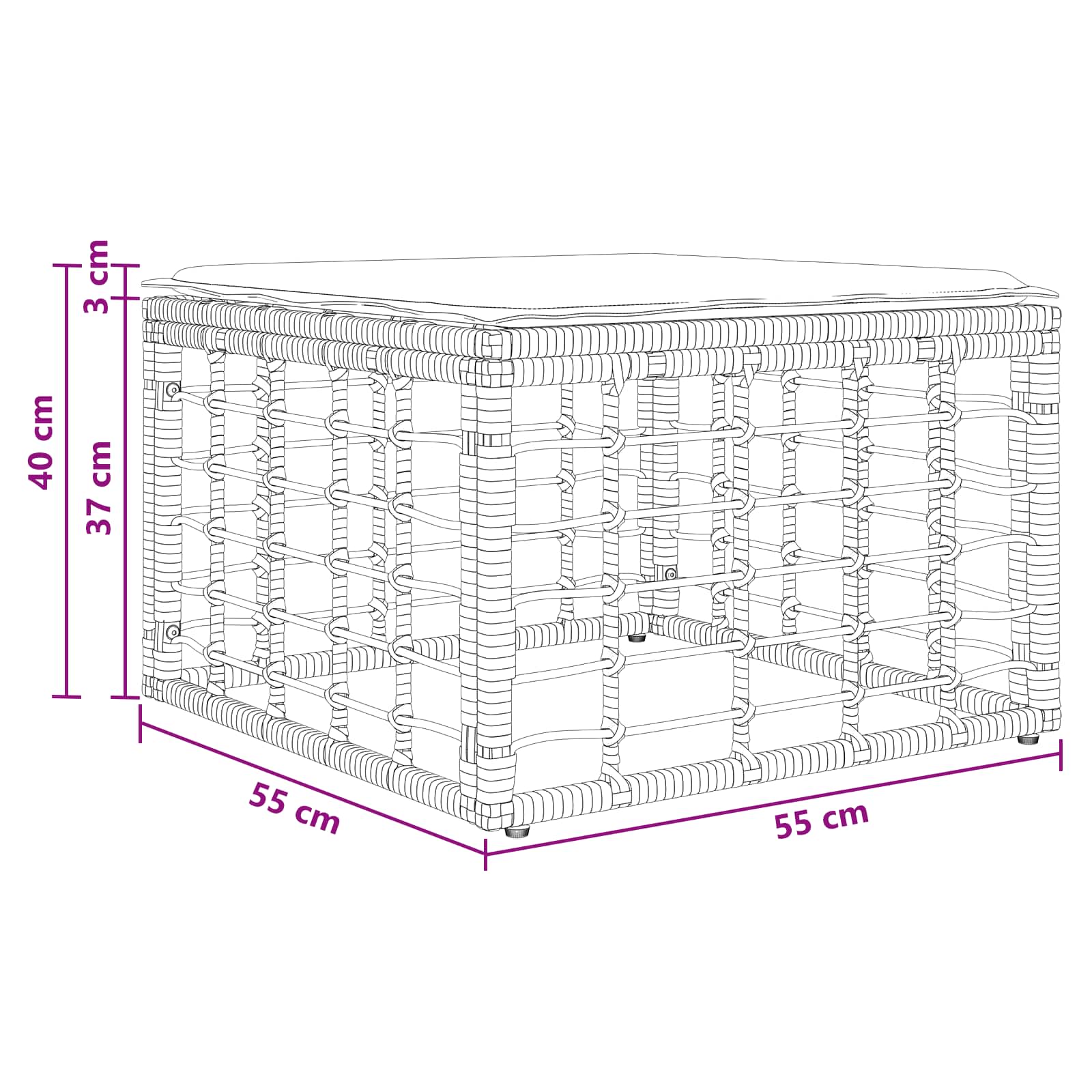Garten-Fußhocker Schwarz Poly-Rattan