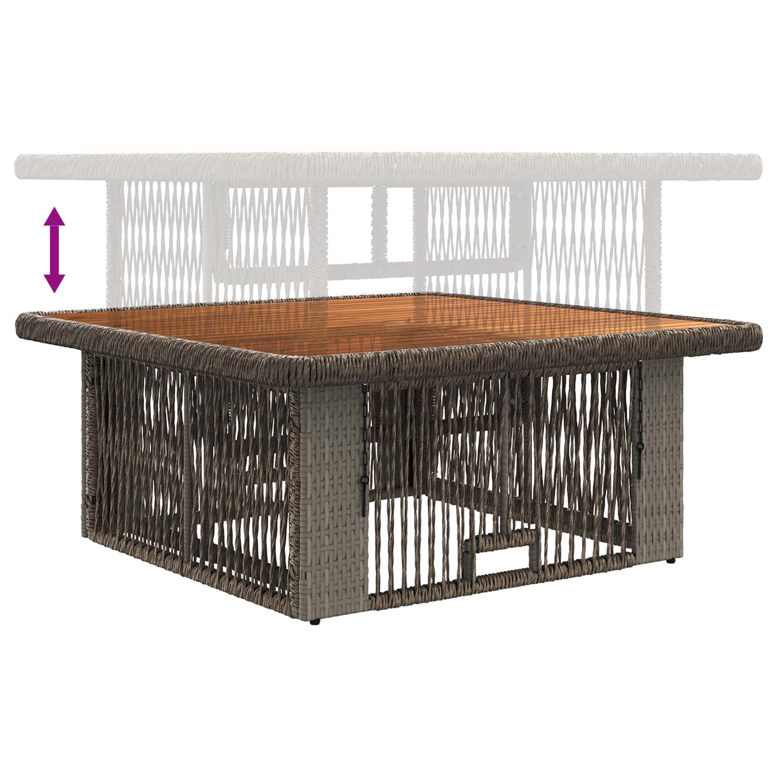 Garten Essgruppe 3 pcs Grau und Dunkelgrau Poly-Rattan