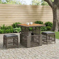 Garten Essgruppe 3 pcs Grau und Dunkelgrau Poly-Rattan