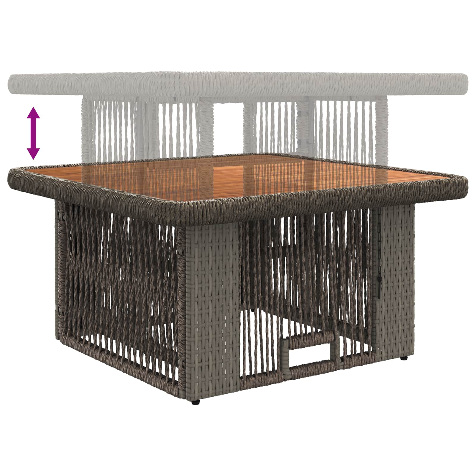 Garten Essgruppe 3 pcs Grau und Dunkelgrau Poly-Rattan