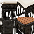 Garten Essgruppe mit Kissen 3 pcs Schwarz und Creme Poly-Rattan