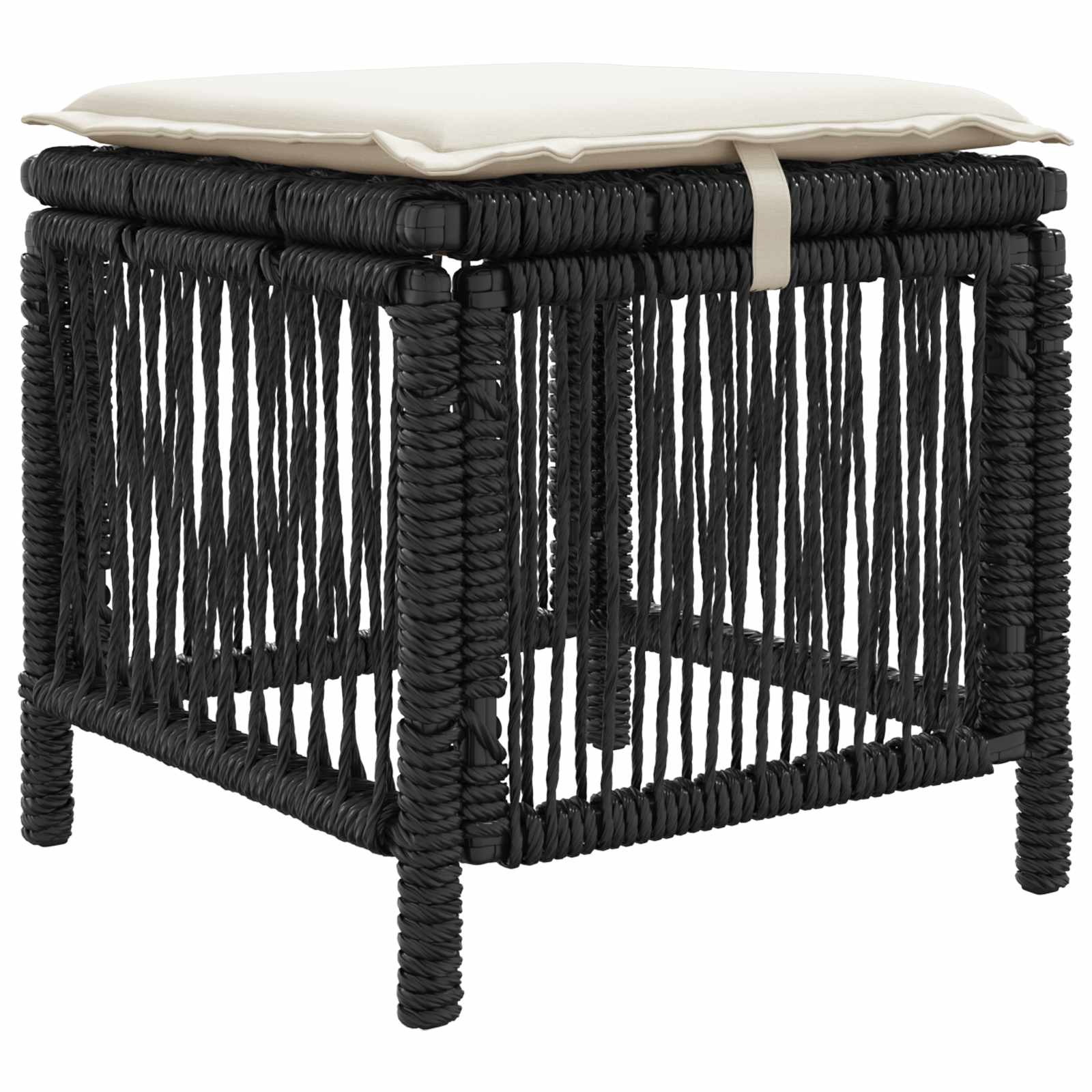 Garten Essgruppe mit Kissen 3 pcs Schwarz und Creme Poly-Rattan