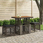 Garten Essgruppe 3 pcs Grau und Dunkelgrau Poly-Rattan
