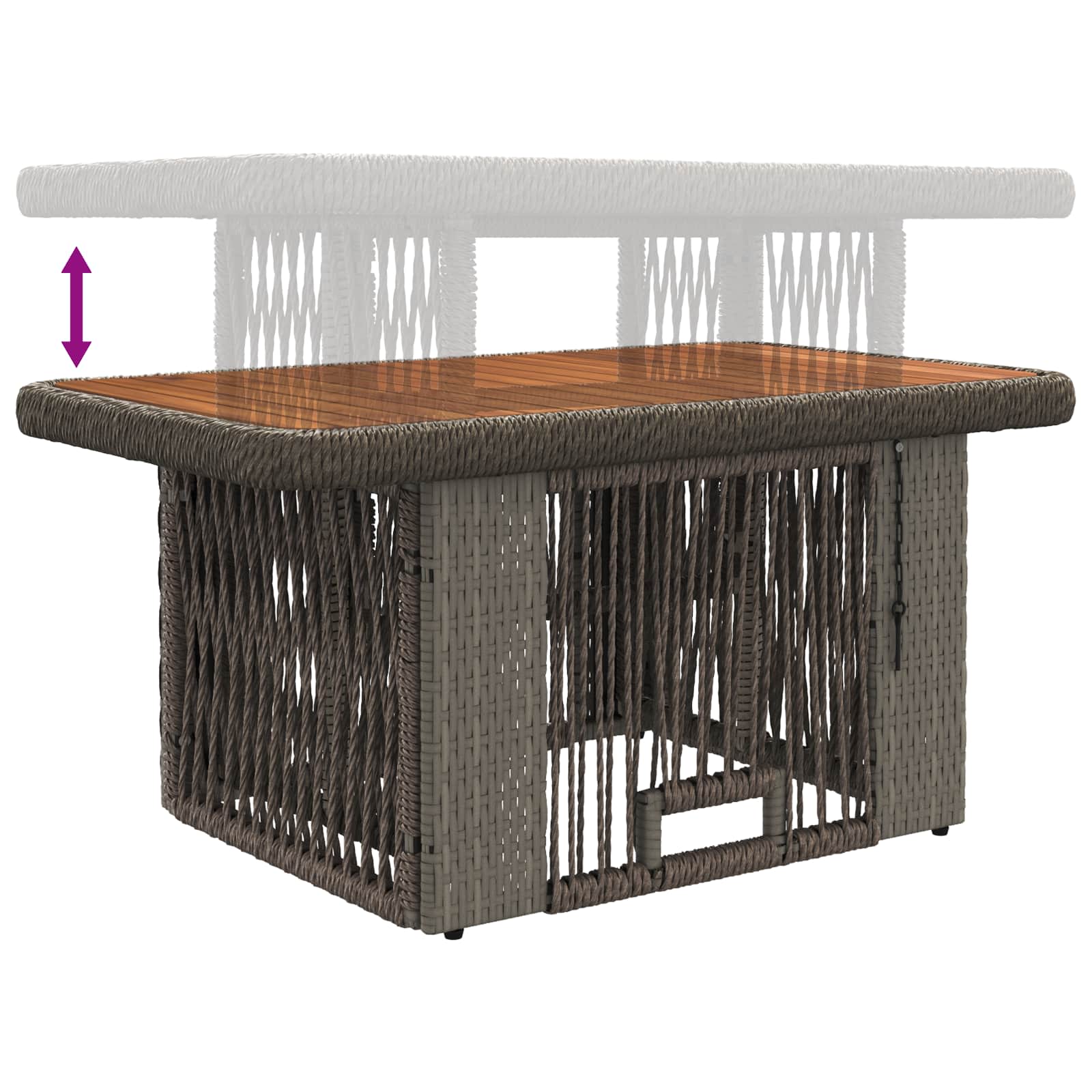 Garten Essgruppe 3 pcs Grau und Dunkelgrau Poly-Rattan