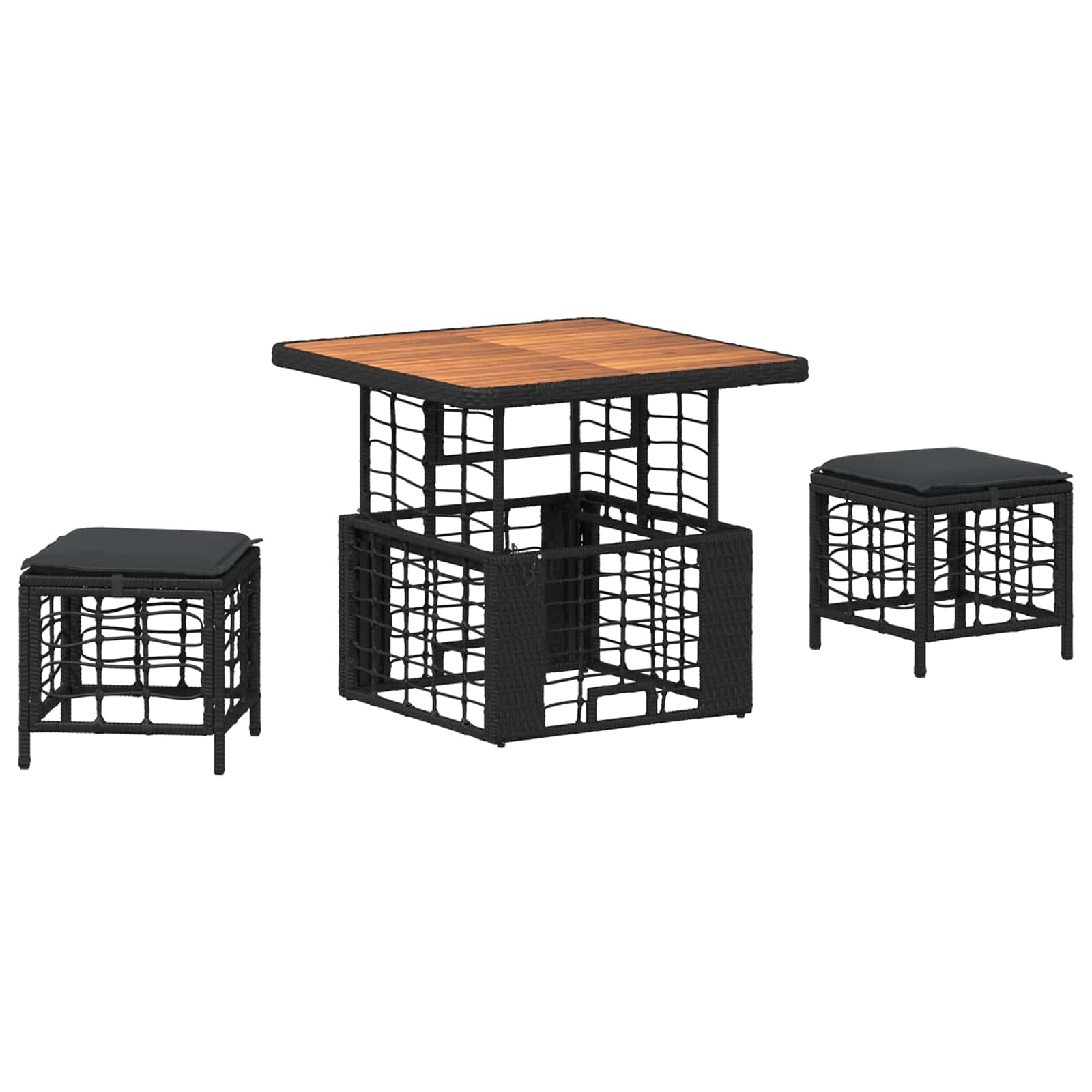 Garten Essgruppe mit Kissen 3 pcs Schwarz und Grau