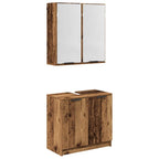 Badezimmerschrank-Set mit Regal mit Tür Altholz Holzwerkstoff