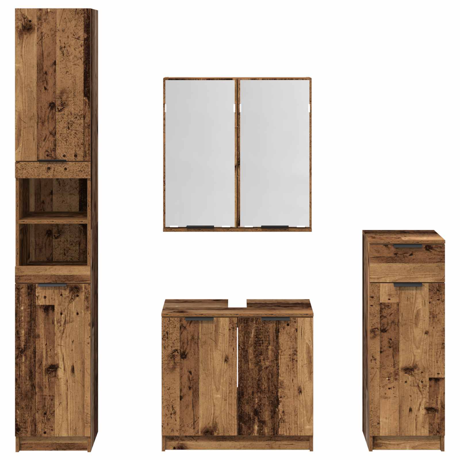 Badezimmermöbel-Set mit Schubladen 4 pcs Altholz Holzwerkstoff