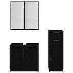 Badezimmermöbel-Set 3 pcs Schwarz Eichen-Optik Holzwerkstoff