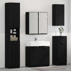Badezimmerschrank-Set 3 Stück Schwarz Eichen-Optik Holzwerkstoff