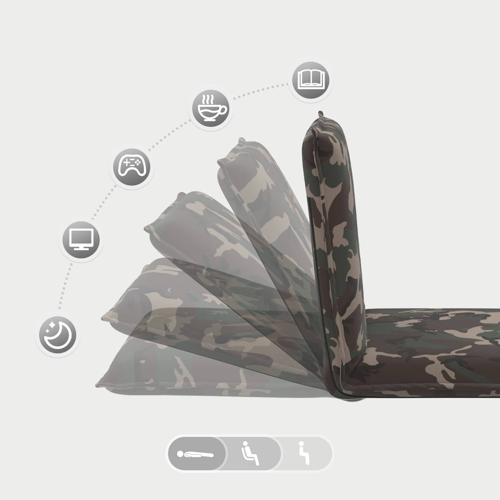 Verstellbarer Fußsessel Armee Stoff