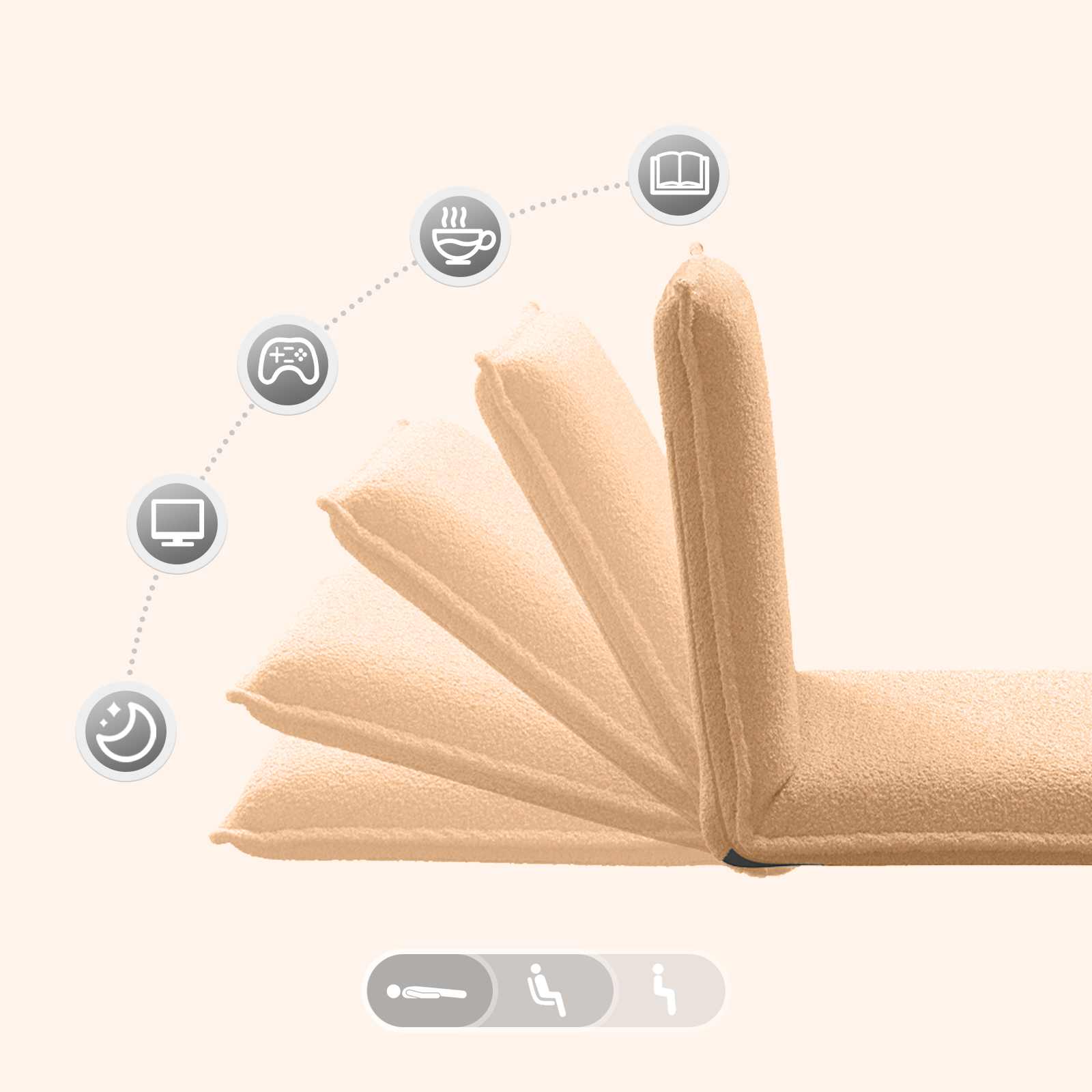 Verstellbarer Fußsessel Beige Schafstoff