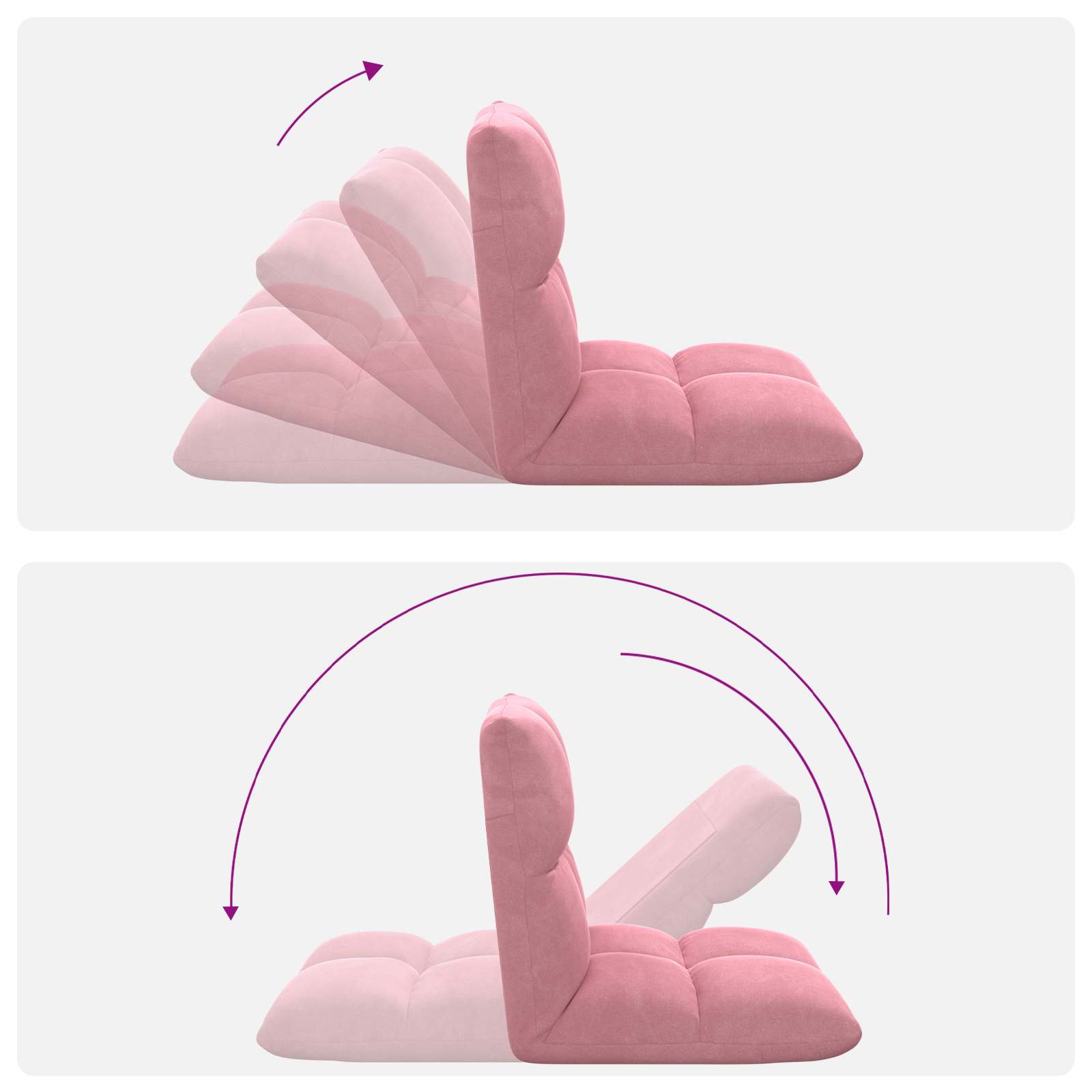 Verstellbarer Fußsessel Rosa Samt