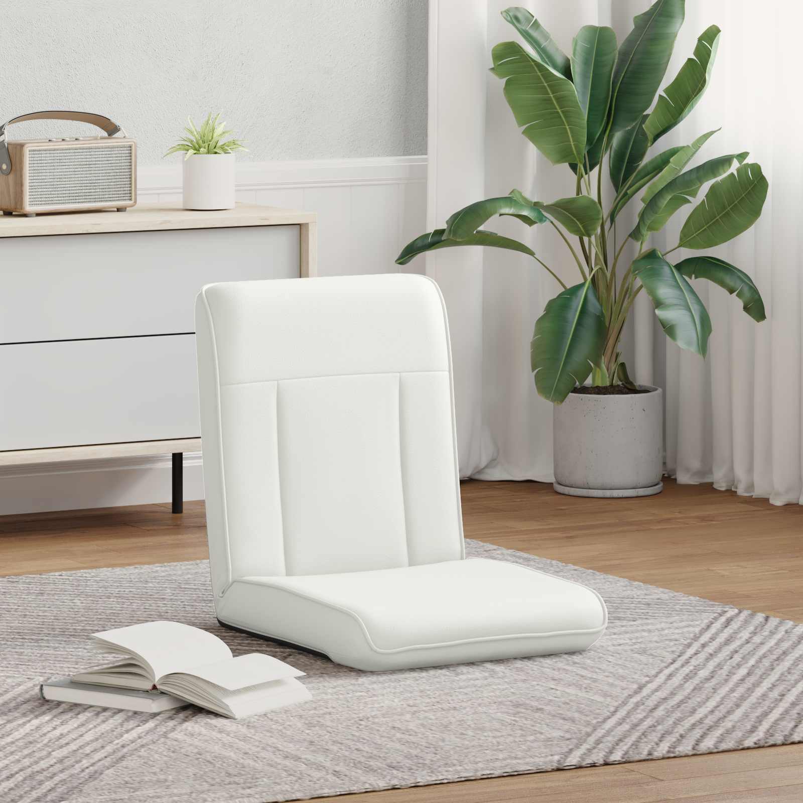 Verstellbarer Fußsessel Weiß Kunstleder